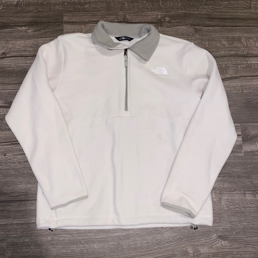 Men’s Cream and Sage Green North Face Fleece Pullover Size Medium